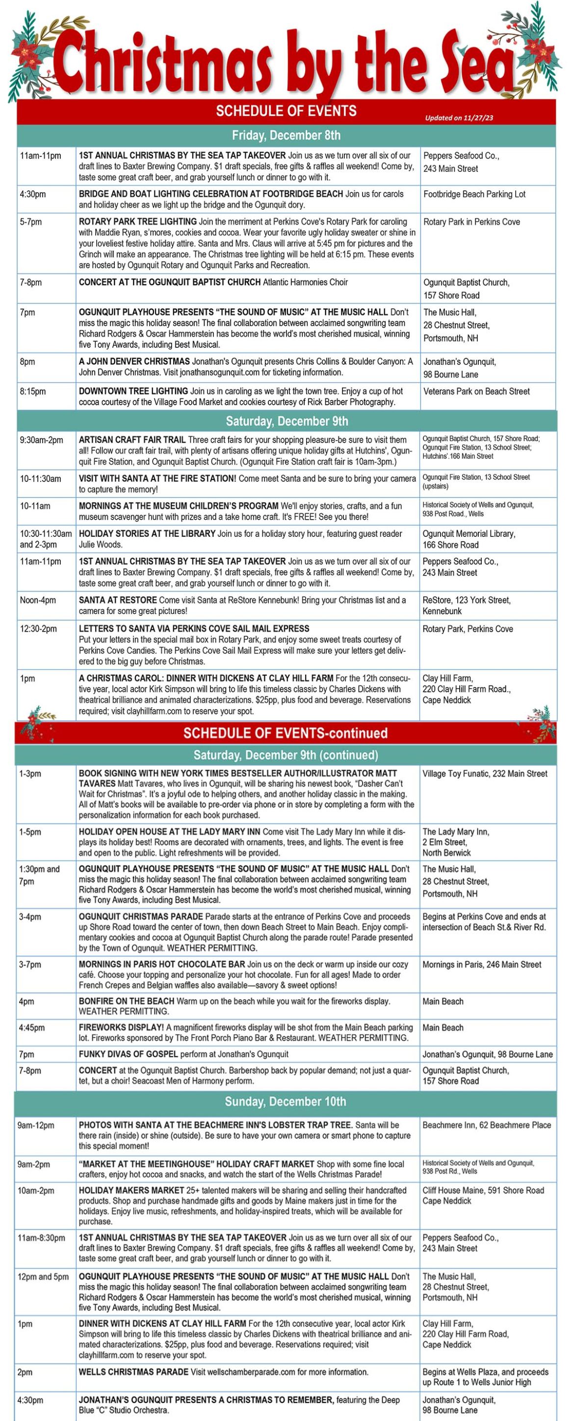 christmasbytheseaschedule2023 Ogunquit Barometer